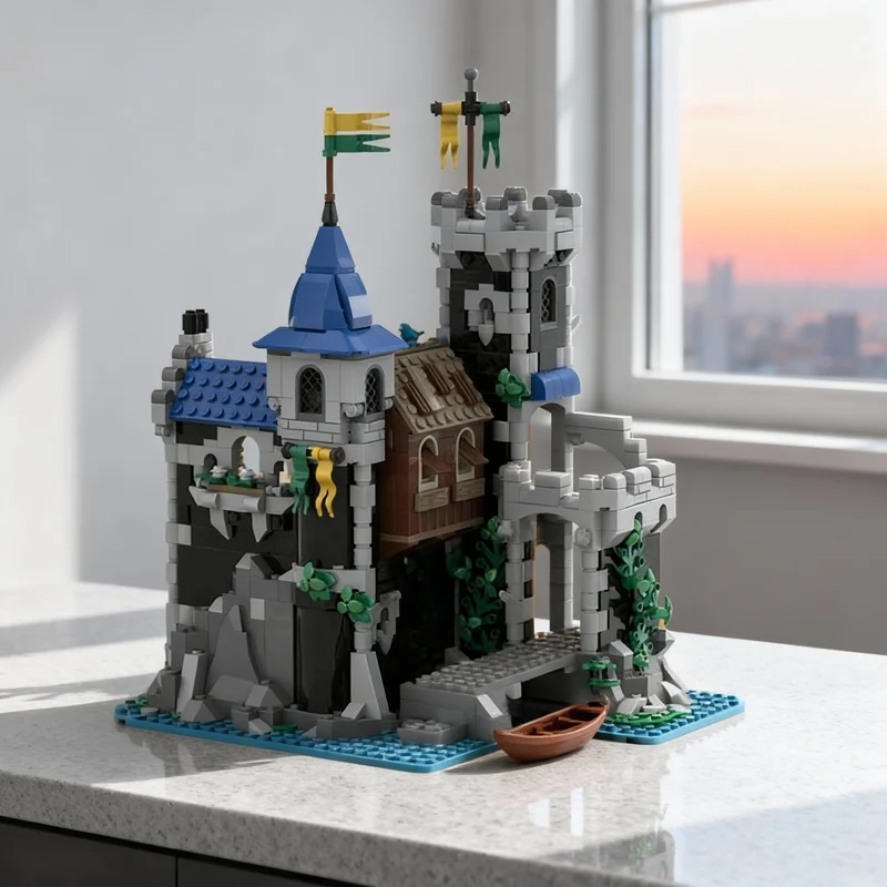 

Набор строительных блоков MOC «Замок на берегу озера» (серия BDP 1), 933 детали, архитектурная модель, игрушка, рождественский подарок для детей