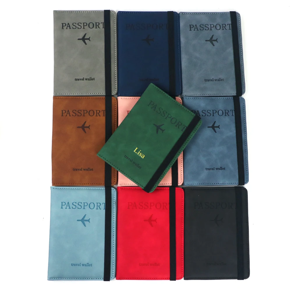 Customized Name PU Leather Card Case Passport Holder RFID Passport Bag Cover Travelwallet Multi-Functional ID Bag view 5