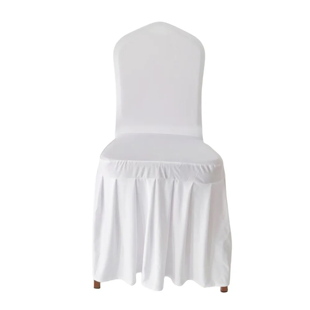 30pcs Pleated Skirt Chair Covers White Spandex Party Wedding Banquet Polyester Chair Cover