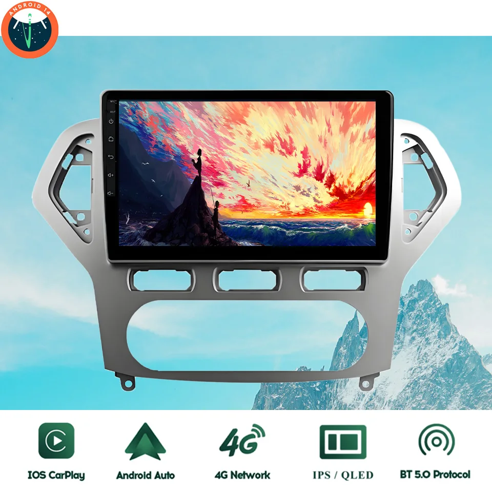 10‘’ QLED Android 14 8G Ram Car GPS Navi Music Video Multimedia Player For Ford Mondeo 2006 - 2010 Auto Stereo Head Unit