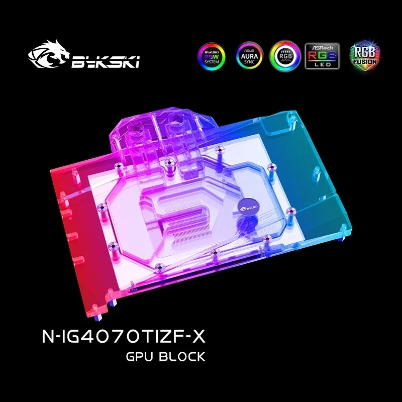 Bykski-bloque de agua para GeForce RTX 4070 Ti Battle AX, tarjeta GPU/radiador de refrigeración de cobre, RGB AURA/ N-IG4070TIZF-X