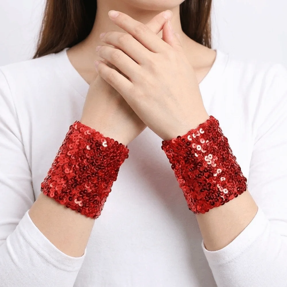 Elegant Elastic Sequins Wrist Cuffs Lightweight Gothic Halloween Arm Cuff Stretchy Ethnic Style Wristband Stage Performance