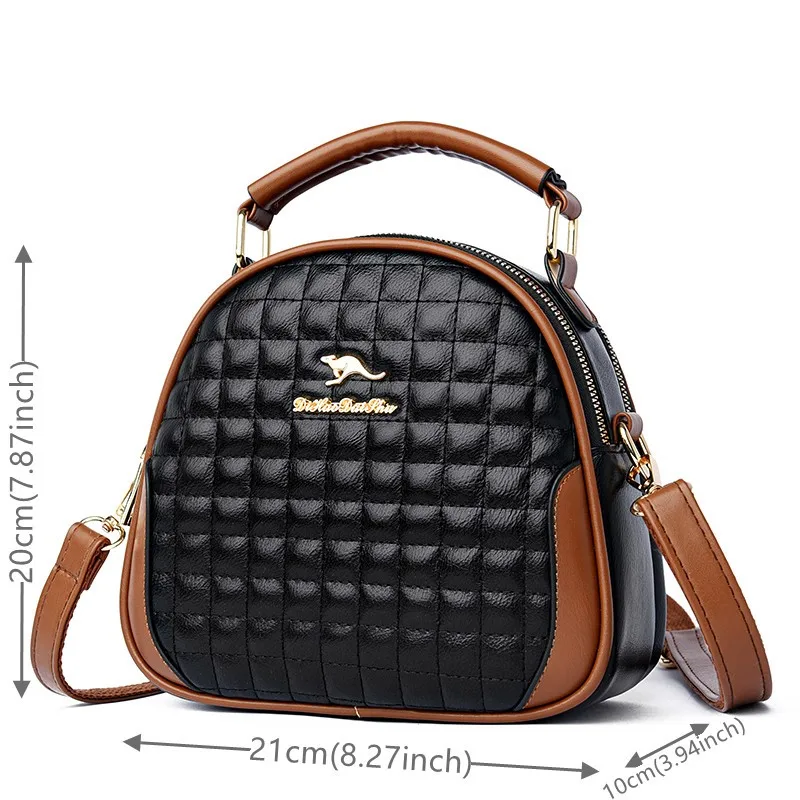 Women\'s PU Leather Fashion Trend Shoulder Bags Designer Luxury Female Plaid Pattern Simplicity Crossbody Bags Top-handle Handbag