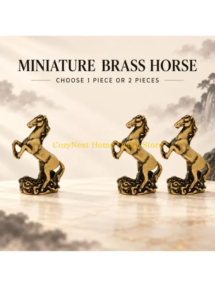 92MF Brasses Horse Statue Representing Prosperity for Home Office Fengshuis Decoration