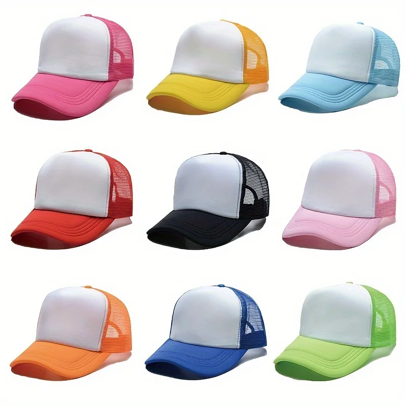 1PC Fashion Unisex Plain Baseball Cap for Women and Men Mesh Cap Adjustable Trucker Flat Visor Hat Casual Sun Summer Hat