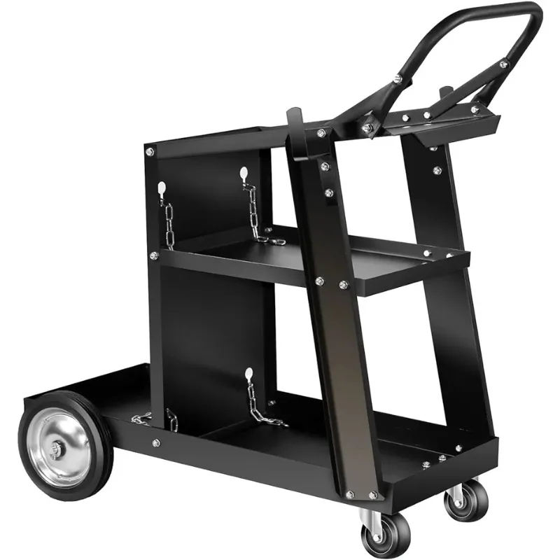 

4-Wheel Welding Machine Tool Trolley with Handle, Flat Hardware Storage Cart