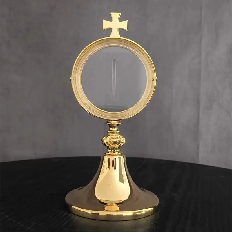 Imagem -05 - Caixa Sagrada Ostensorium Eucaristia Santa Monstrance Bronze Banhado a Ouro Cristão Relicário Igreja Católica Suprimentos Decoração para Casa