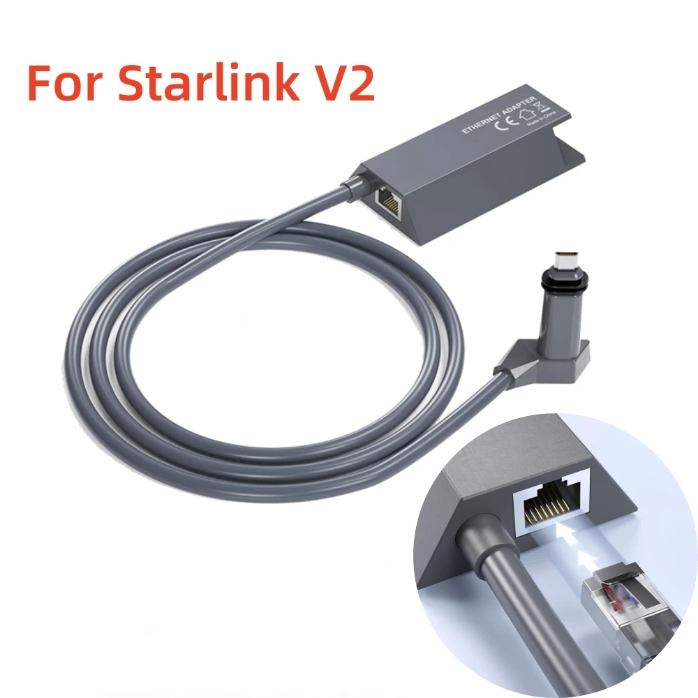 

Адаптер Ethernet для Starlink V 2 Гигабитный Ethernet-адаптер RJ45 Проводное внешнее сетевое соединение для Starlink Gen 2
