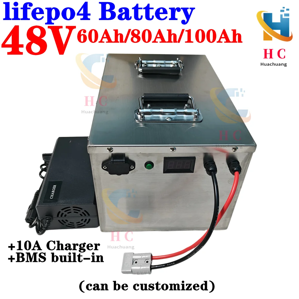 Rechargeable 48V 60Ah 80Ah 100Ah Lifepo4 battery pack 3.2V 80Ah for 48v Motorcycle Electric Car motor batteries+10A charger