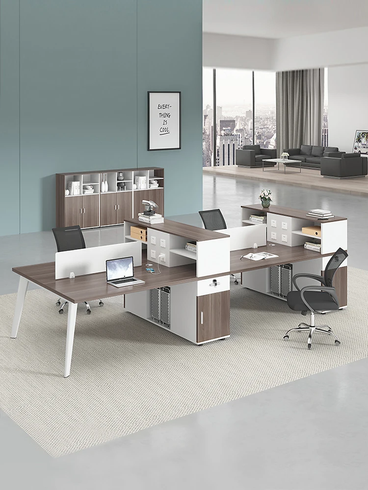 Staff desk Simple modern 2 double 4 four 6 people office computer desk and chair