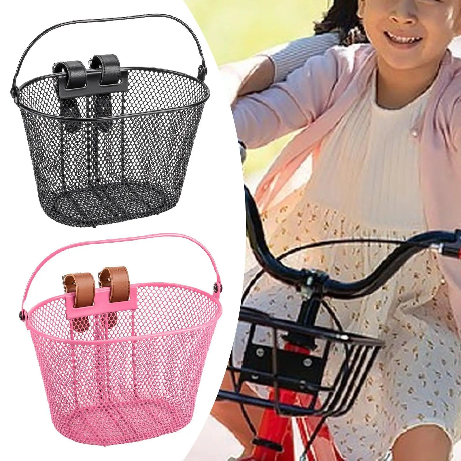 Kids Bike Basket Front Decor Portable Handlebar Basket for Boys Girls Biking