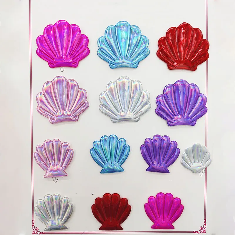 30 Stück niedliche, bunte Muschel-Applikationen zum Aufnähen für DIY-Kuchen, Backdekoration, Schilder, Haarnadeln und andere Accessoires. – Detail 1