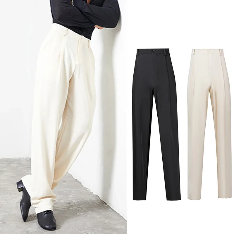 

New Latin Dance Pants Men Cha Cha Ballroom Dance Competition Pants Adult Salsa Dance Clothes High Waist Latin Trousers DNV16447