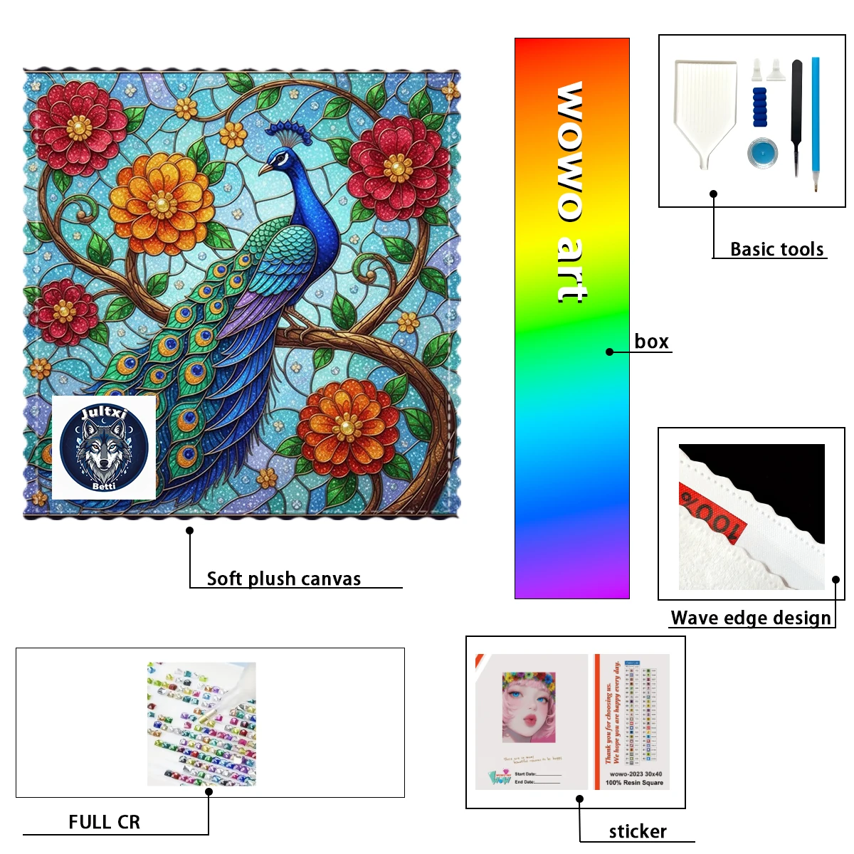 

【Betti_ Diamond Art】Red Flowers and Peacocks FULL Crystal 100% resin，Rhinestone Perfect Resin