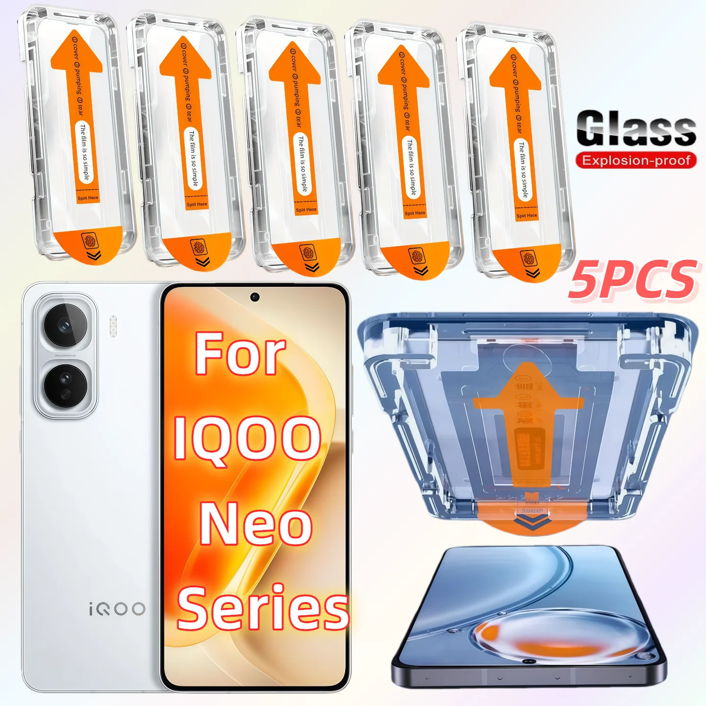 

5PCS HD tempered glass screen protector for vivo IQOO Neo3/5S/5SE/6SE/7SE/8Pro/9S Pro/10Pro/11.