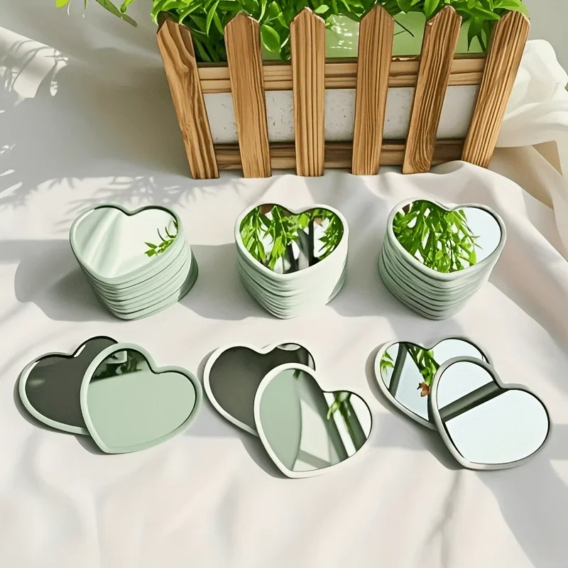 24pcs Love Mirrors Travel Portable Beauty Glass Mini Dressing Makeup Mirror Cute Heart-shaped Student Dormitory Mirror Girl Gift