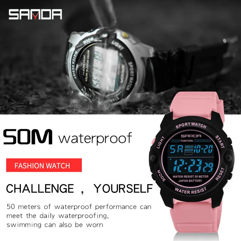 Fashion Sports Women Watch 50M Waterproof Men Digital Relógios Silicone LED Electronic Clock Ladies Relógio de pulso Relogio feminino