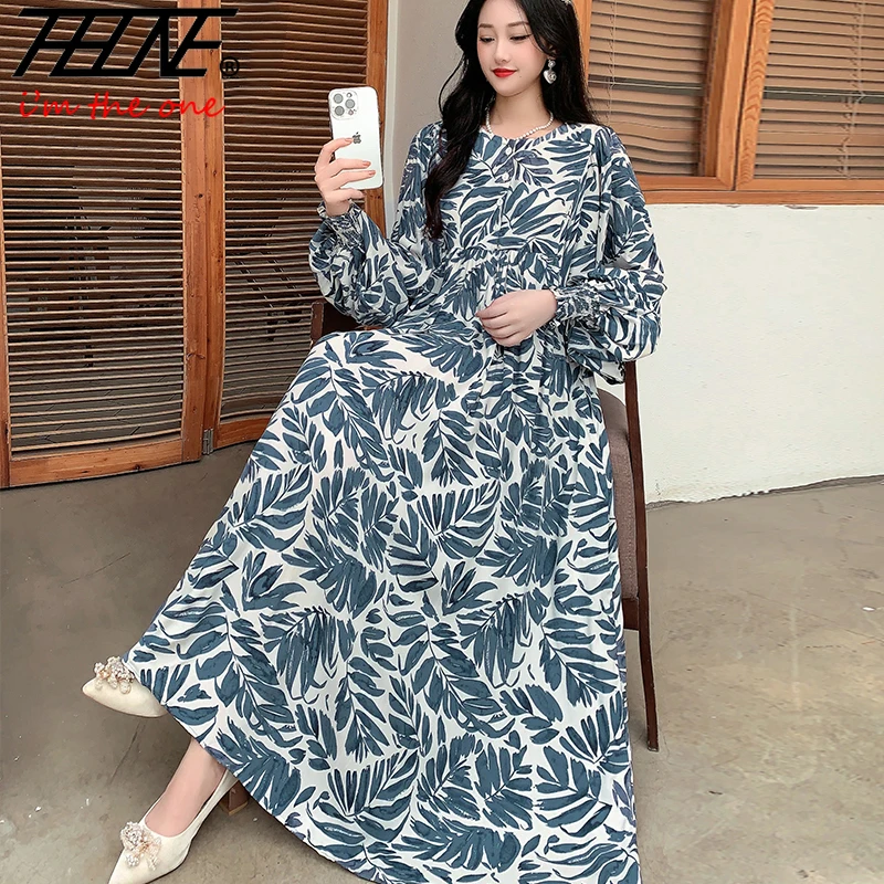 Dress Women Clothing Plus Size Spring Summer Bohemian Beach Korean Style Floral Vintage Vestidos Robe Loose Dresses Oversized