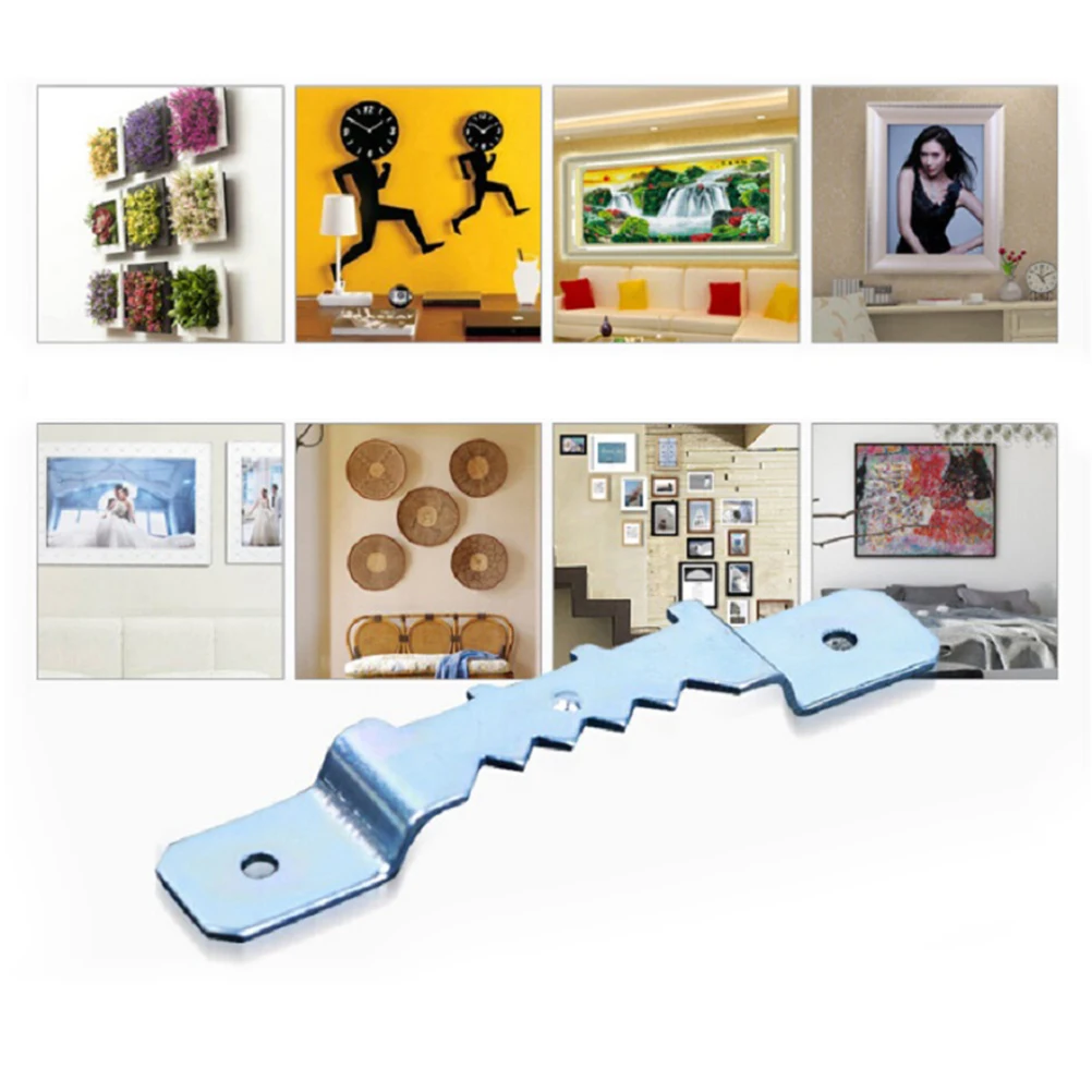 

100pcs Picture Hangers Photo Frame Hook Accessories Silver Double Hole Metal Hanger for Wood Projects Oil Paintings