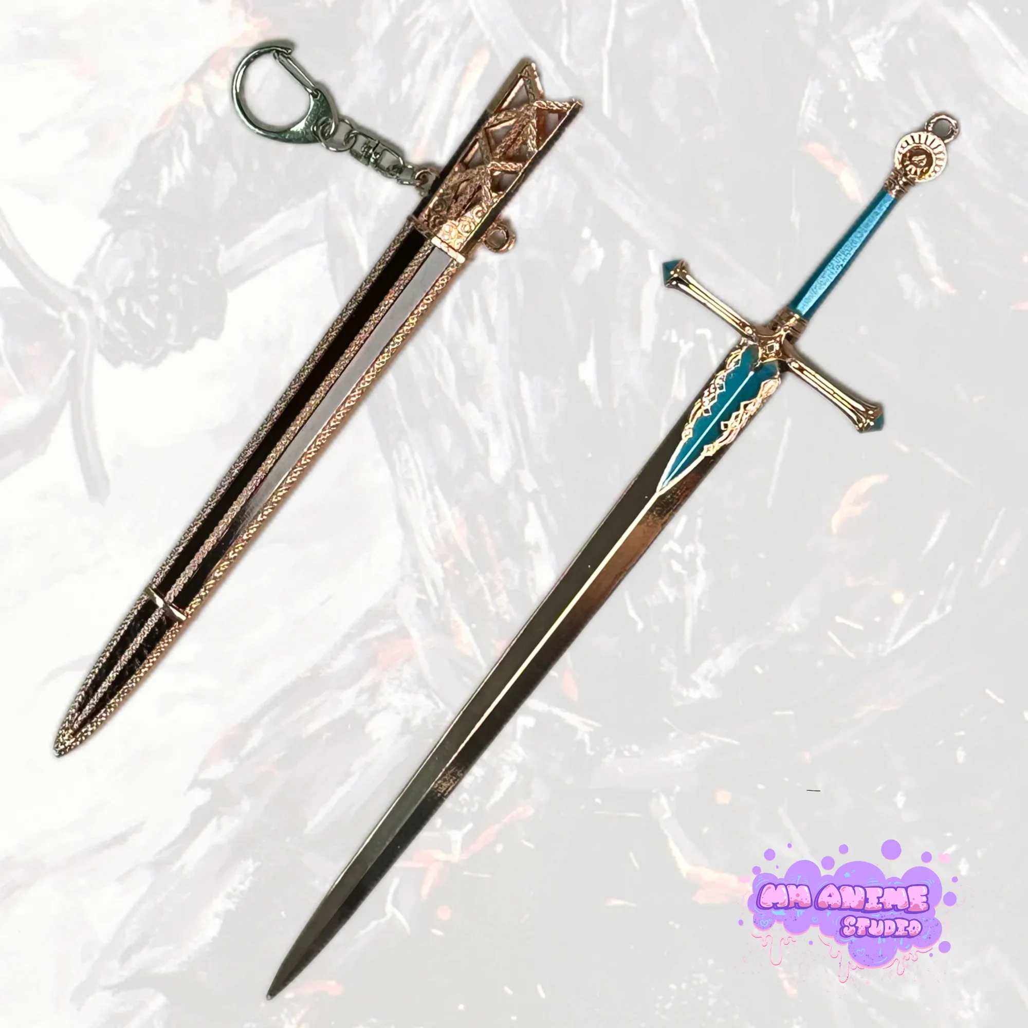 9.8인치 엘든 카리안 기사의 검 메탈 카타나 검 닌자 나이프 카타나 오리지널 사무라이 검 코스프레 액세서리 소품 장난감