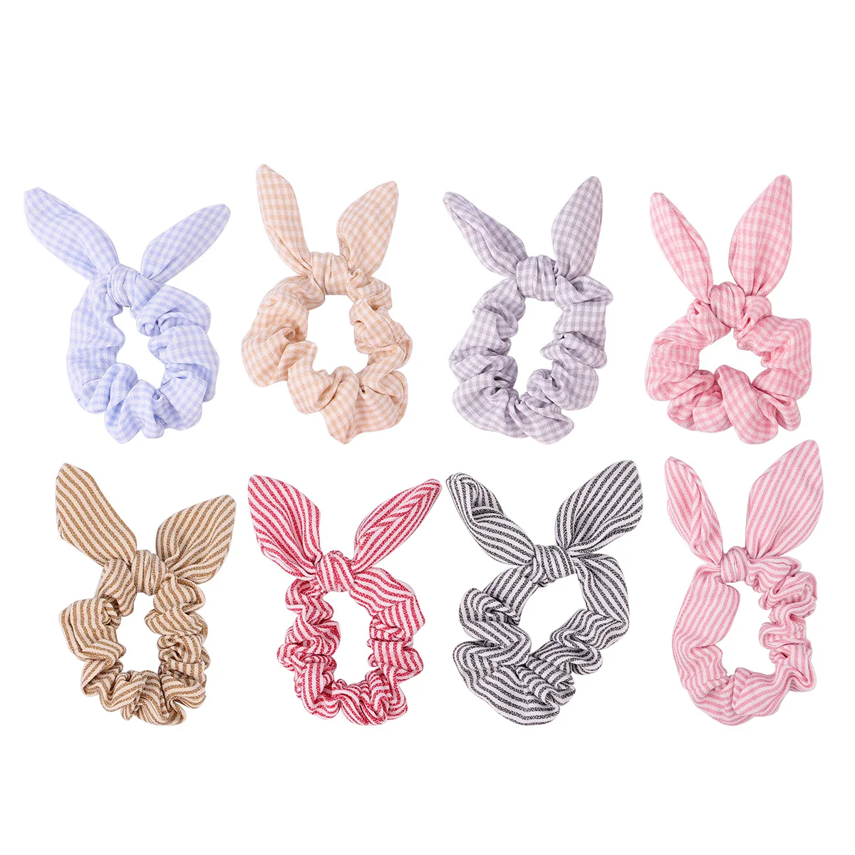 

8Pcs Rabbit Ear Hair Bands Bowknot Elastic Stretch Hair Ties Soft Ponytail Holders for Girls Women Party Gifts