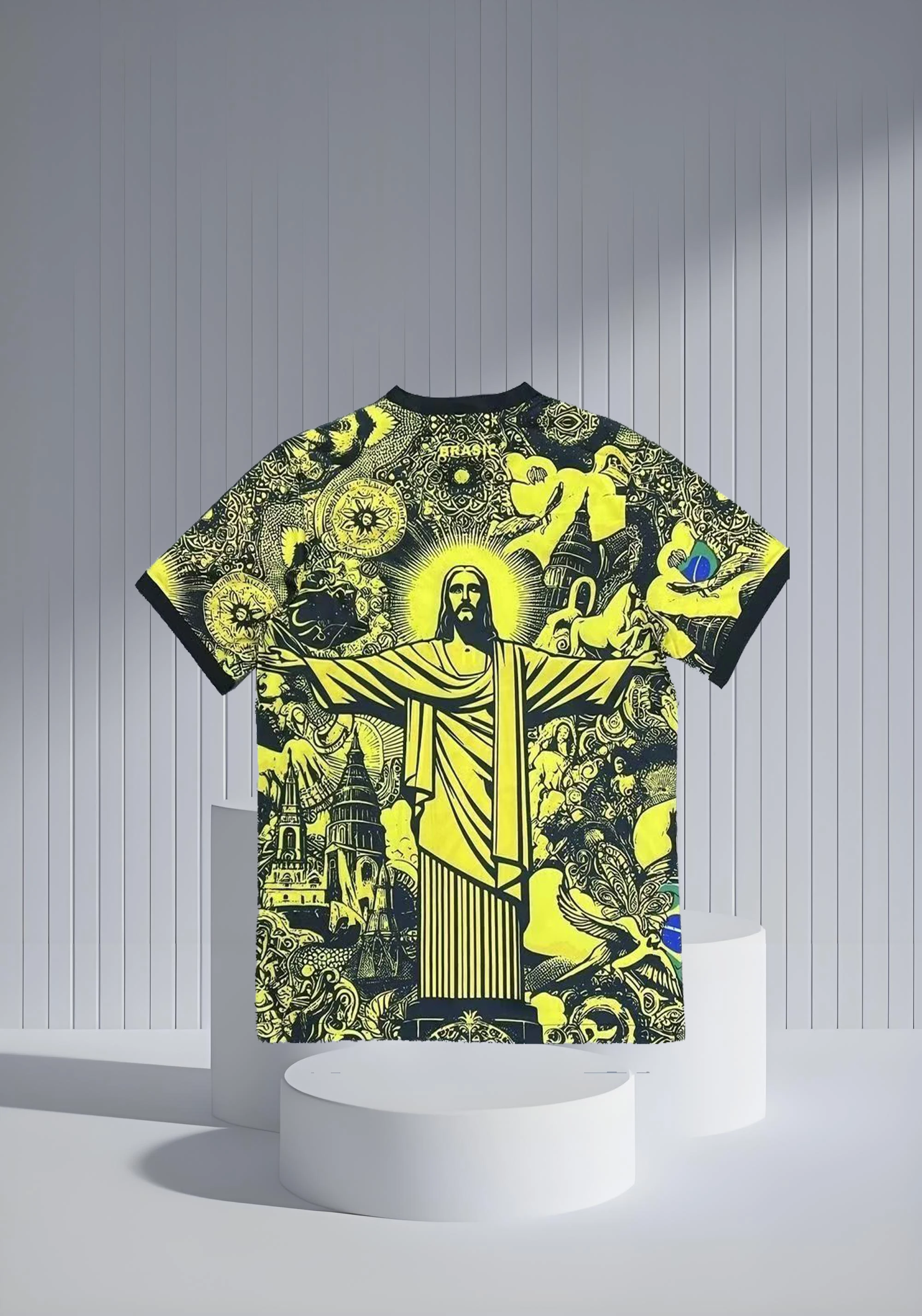 

25Brazil Special Edition Иисус Черно-серая футбольная куртка для взрослых и детей Летняя футболка для занятий спортом на открытом воздухе Футбольная тренировочная футболка Топ