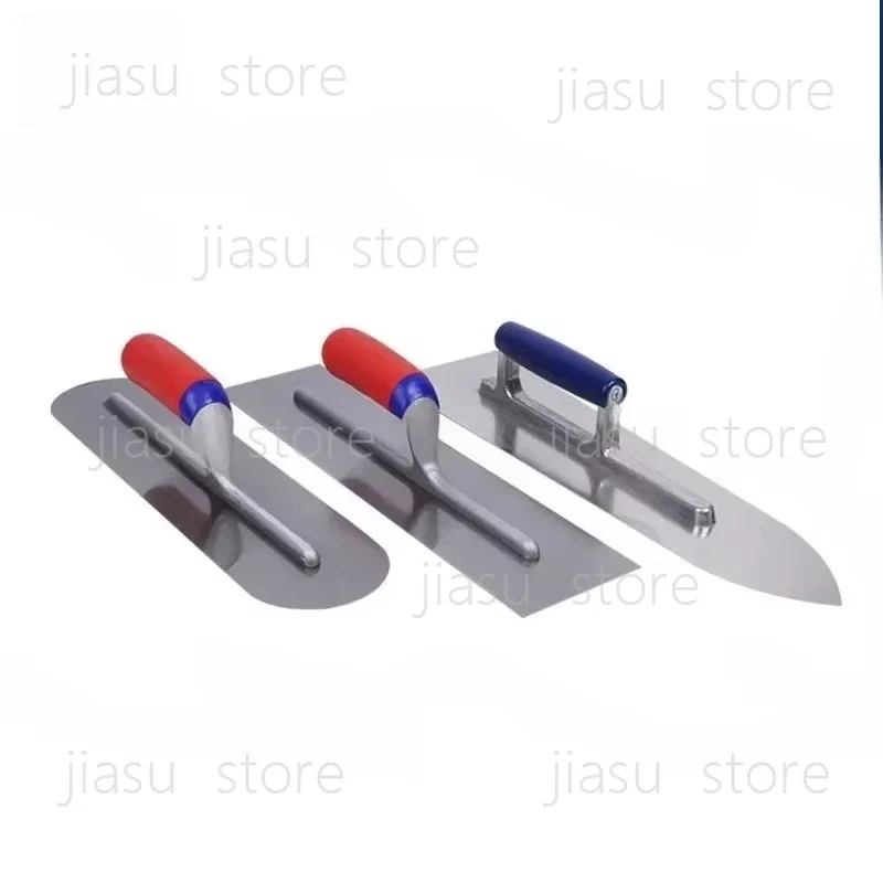 Rounded Tip Finishing Plaster Trowel, Carbon Steel Blade Plastic Handle Concrete Spatula Building Tool
