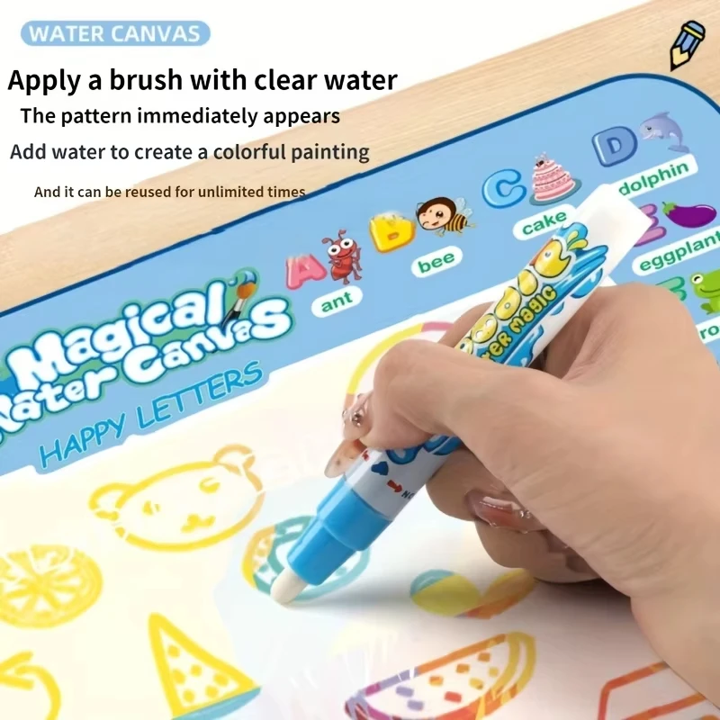 Magische Wasser-Malunterlage zum Ausmalen und Kritzeln mit wiederverwendbaren magischen Stiften, Montessori-Malbrett, Lernspielzeug, Geschenk für Kinder – Detail 6