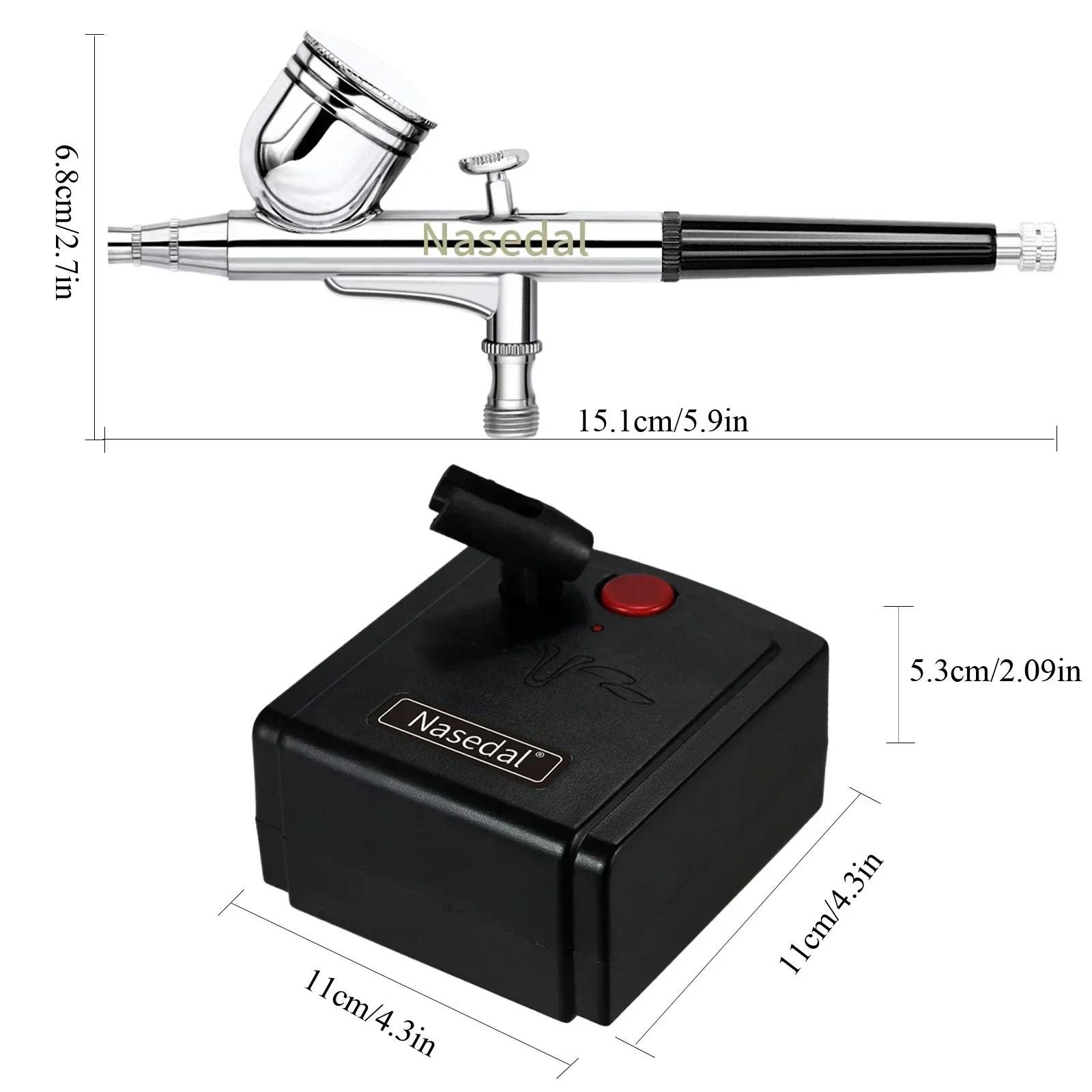 Nasedal NT-19 aerógrafo Compresor 0.3 mm 7cc aerógrafo Pistola pulverizadora de doble acción para modelo, papel, plástico, pintura de porcelana