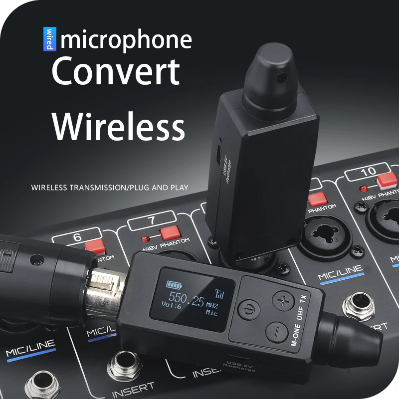 

Microphone Wireless Connection System Professional Wired to Wireless Microphone Transmitter Receiver