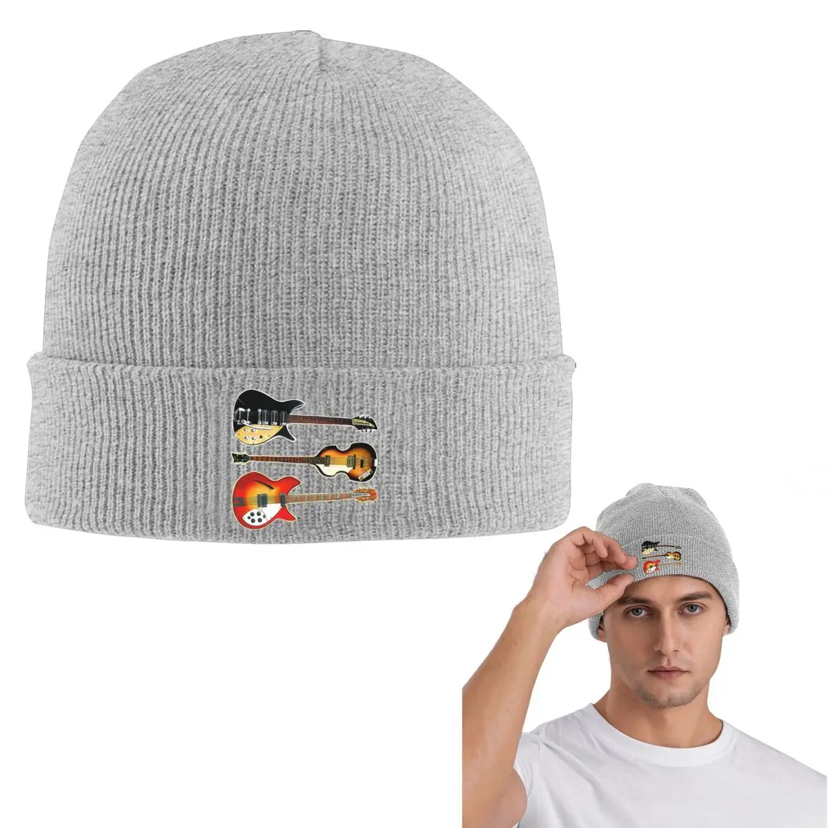 Rickenbacker guitarras e hofner baixo quente malha boné hip hop bonnet chapéu outono inverno ao ar livre gorros chapéus para unisex adulto