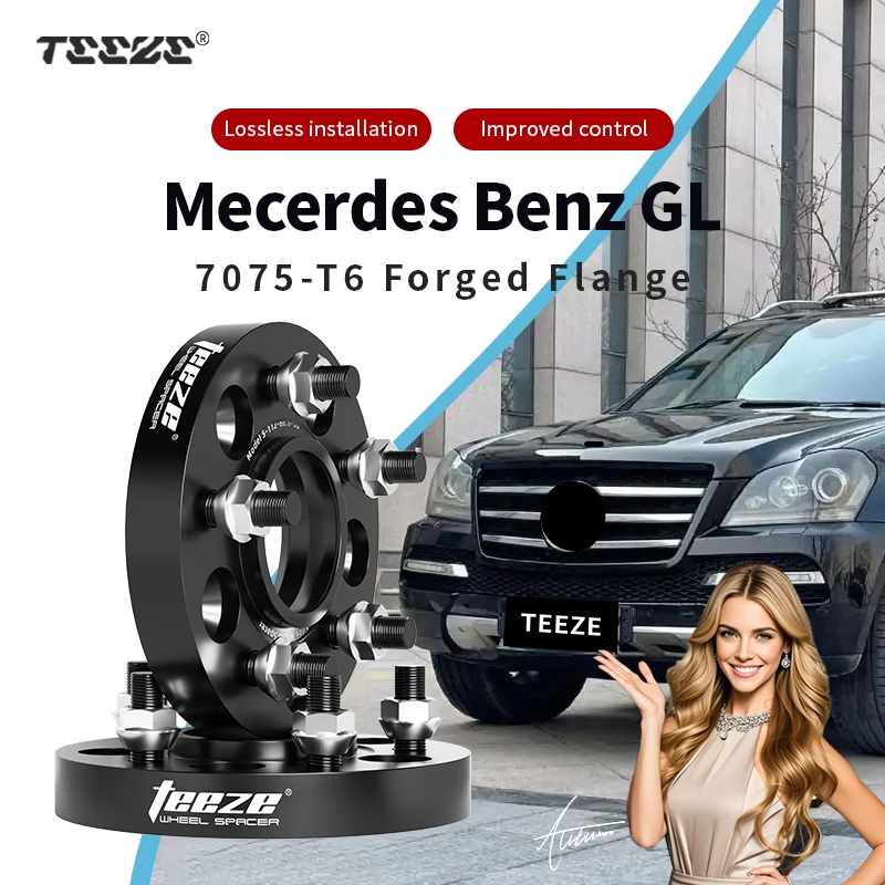 

2pcs 5x112 66.6 Hub Centric Black Forged wheel spacer T6-7075 For Mercedes Benz GL 15/20/25/30/35mm With Extended Wheel Bolts