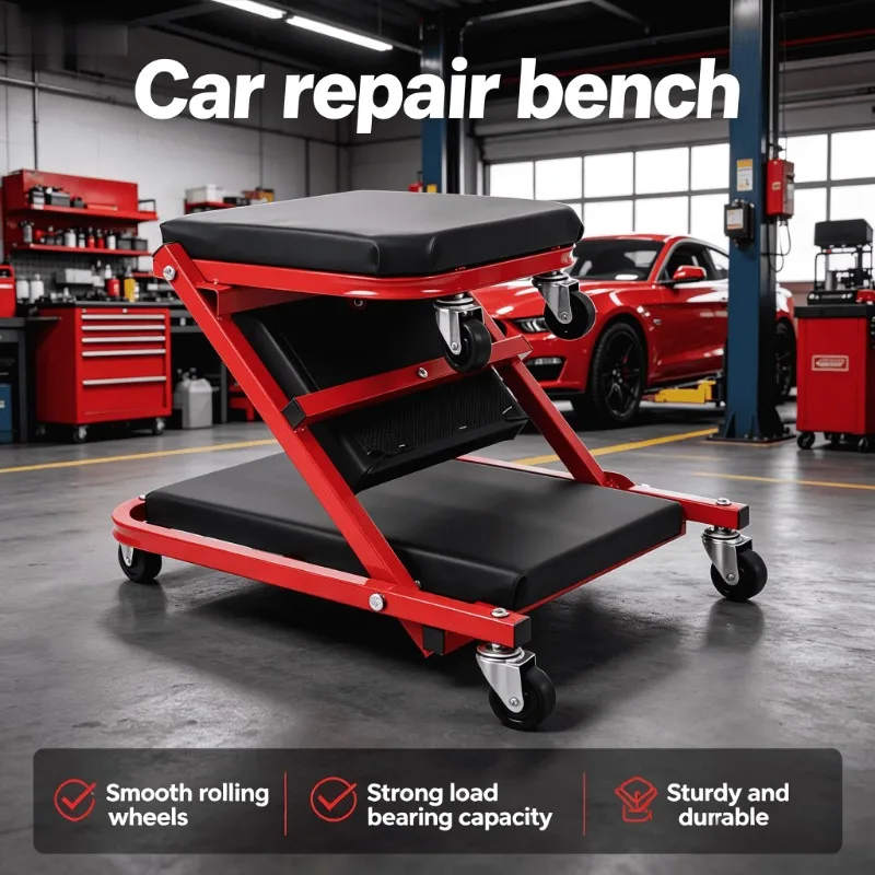 

Rolling Car Creeper Heavy Duty Low Profile Laying Board Portable Padded Headrest Steel Frame Portable Mechanic Creeper Pro