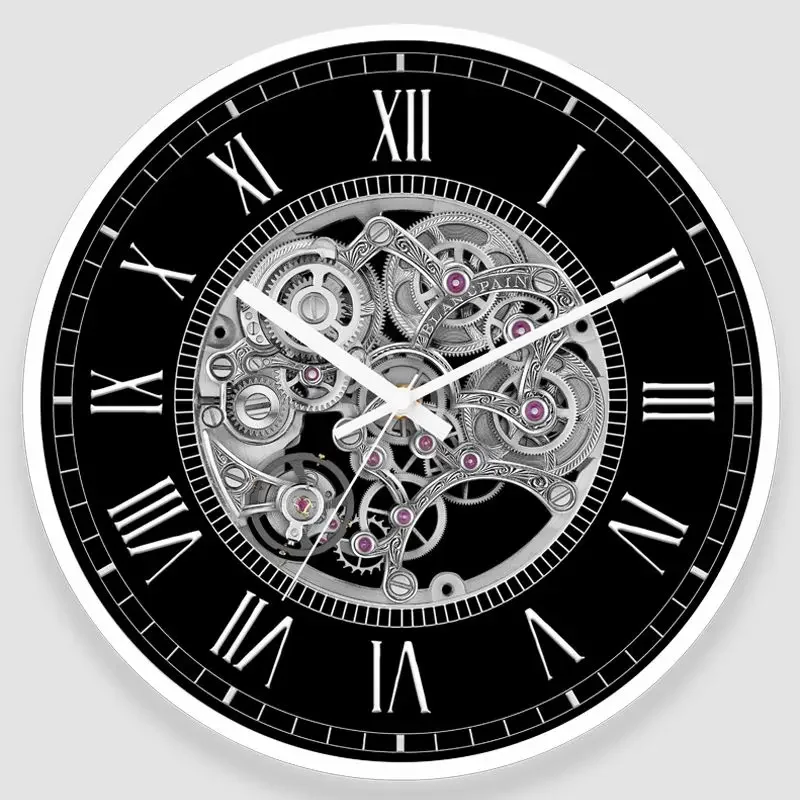 Retro Gear Fashion Clock Imitation Mechanical Quiet Quartz Clock Personality American Restaurant Bar Light Luxury Wall Clock
