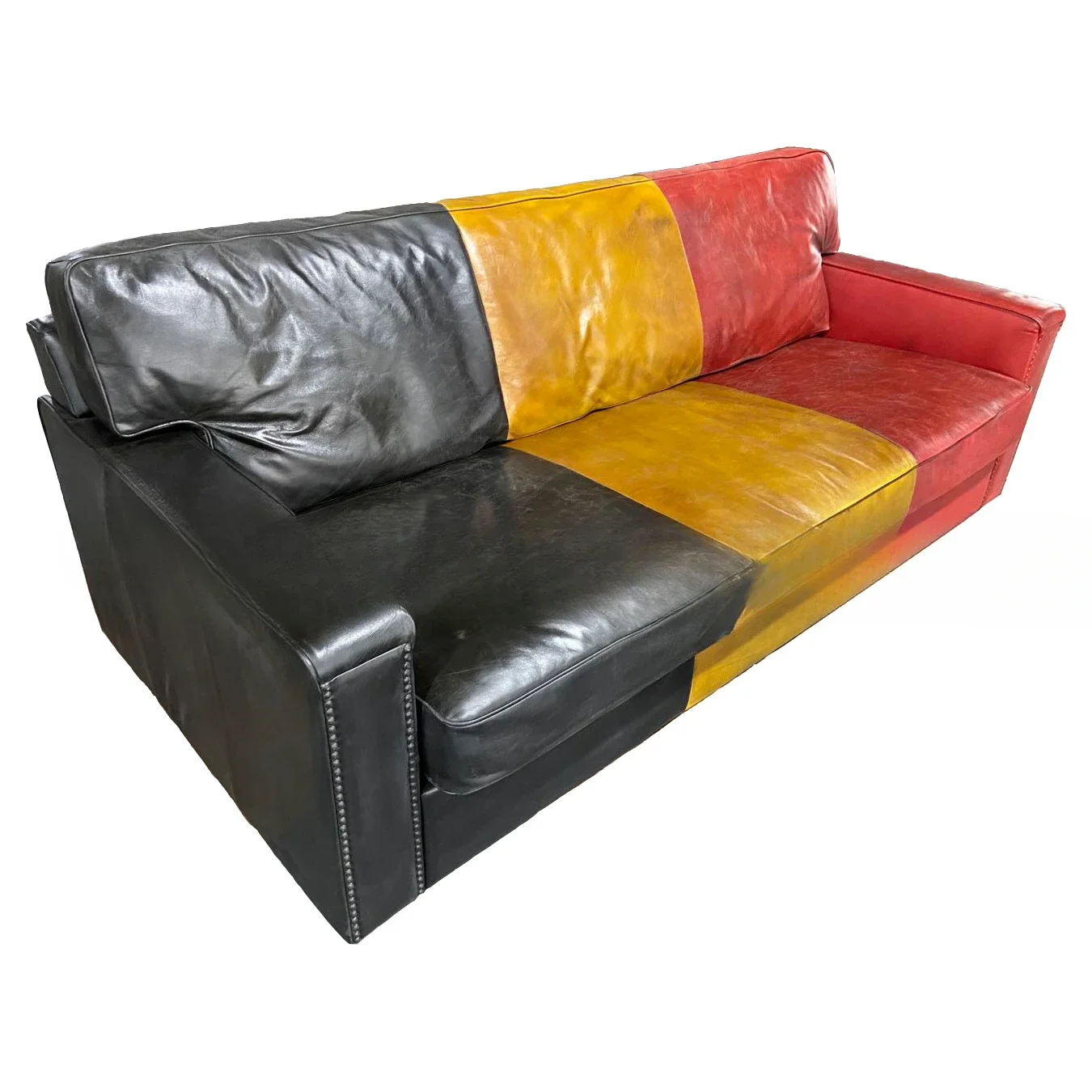 Art retro furniture hand-polished first-layer cowhide full leather sofa