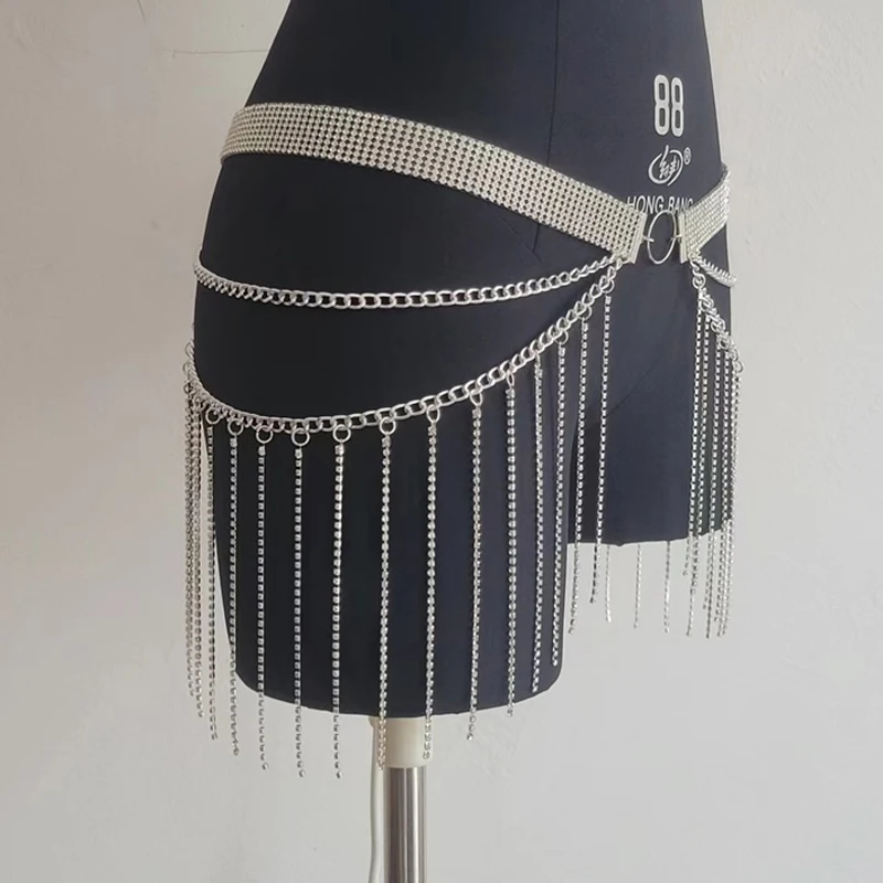 Damen Rock Mode Minirock Zubehör Diamant Quaste Hochzeit Party Gürtel 2024 Herbst Halloween Y2K Kleidung Körperkette Sexy – Detail 4
