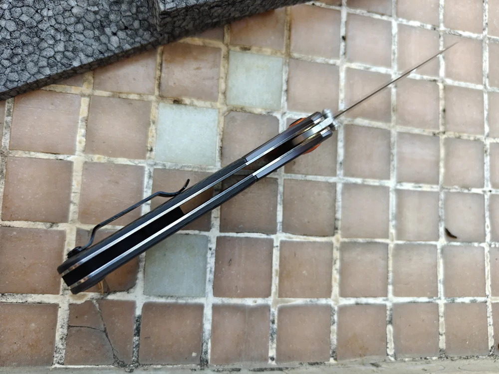 BM-cuchillo plegable de acero laminado chino Damasco/9Cr18MoV, fibra de carbono, aluminio, cobre, herramienta táctica de bolsillo para caza y campamento