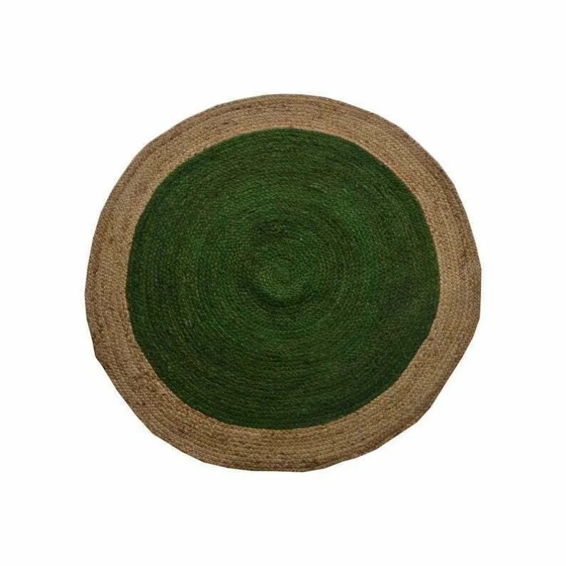 

Rug 100% Natural Jute Round Braided Style Carpet Reversible Rustic Look Area Rug