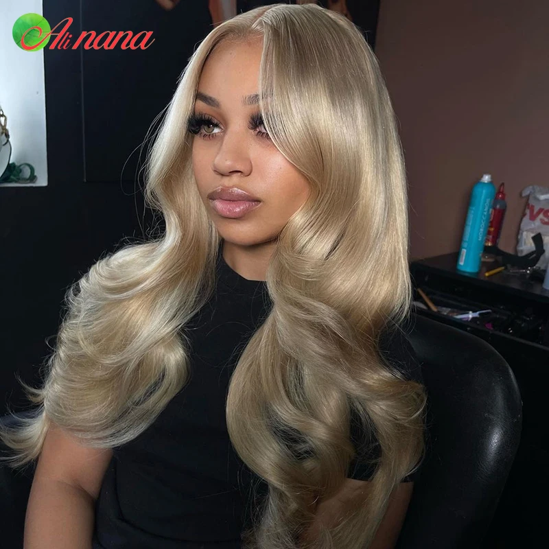 Peluca de cabello humano con encaje Frontal para mujer, color rubio ceniza, 13x4, onda corporal, rubio miel, predesplumada, HD 13x6