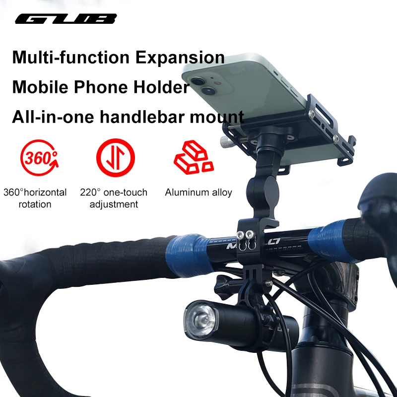 GUB Plus 22 Bicycle Mobile Phone Holder Road Bike One Piece Handlebar Special Holder Multi-functional Expansion Phone Mount