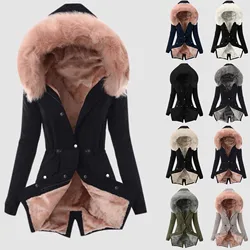 Winter Thick Fur Hood Warm Down Padded Coat Women'S Plus Velet Cotton Coat Winter Hooded Loose Parkas Coat Fur Lining Plush Coat