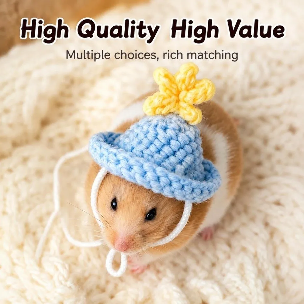 Funny Adjustable Handmade Knitted Hat Miniature Soft Small Animal Hat Pet Hat Small Pet