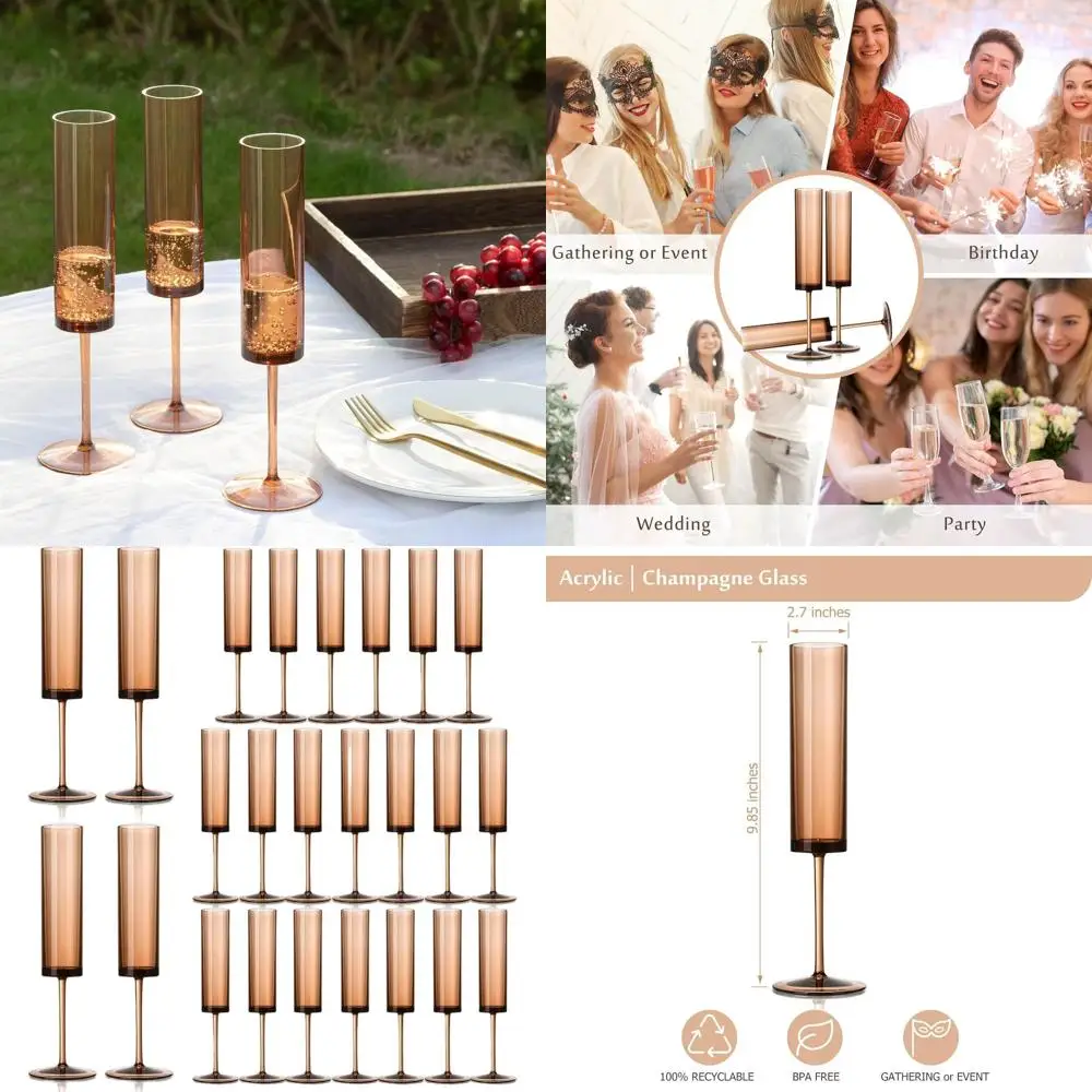 

Set of 24 Amber Champagne Glasses with Orange Stems, Ideal for Wedding Toasts and Cocktail Parties