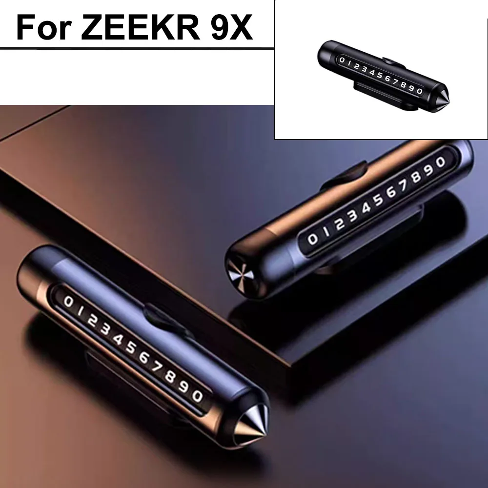 Fit For ZEEKR 9X 2025 2026 Parking Number Sign Window Breaker Hidden Car Moving Phone Sign Interior Accessories
