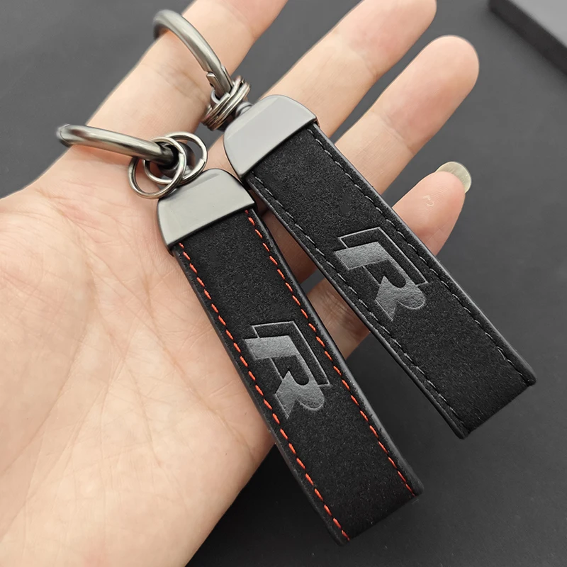 سلسلة مفاتيح سيارة فاخرة بشعار VW R من الجلد لسيارة Volkswagen Passat B5 B6 Polo Tiguan Golf Santana Touran Jetta Magotan Beetle