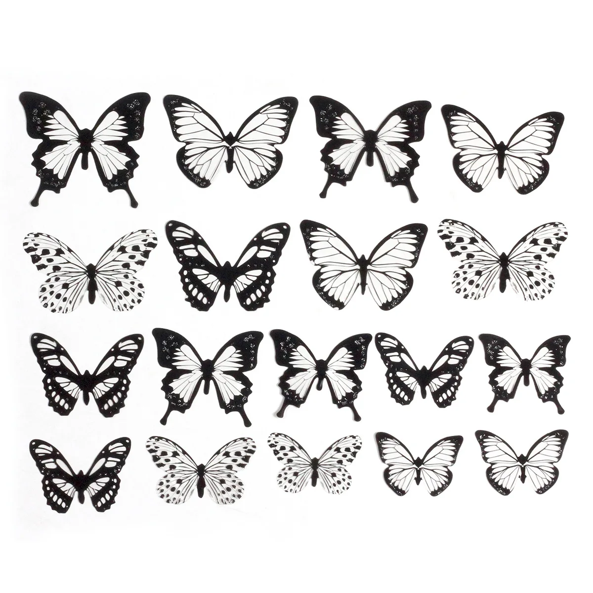 Black and White 3D Butterfly Wall Stickers 18 Pack for Customized Interior Styling in Homes Offices and for educational