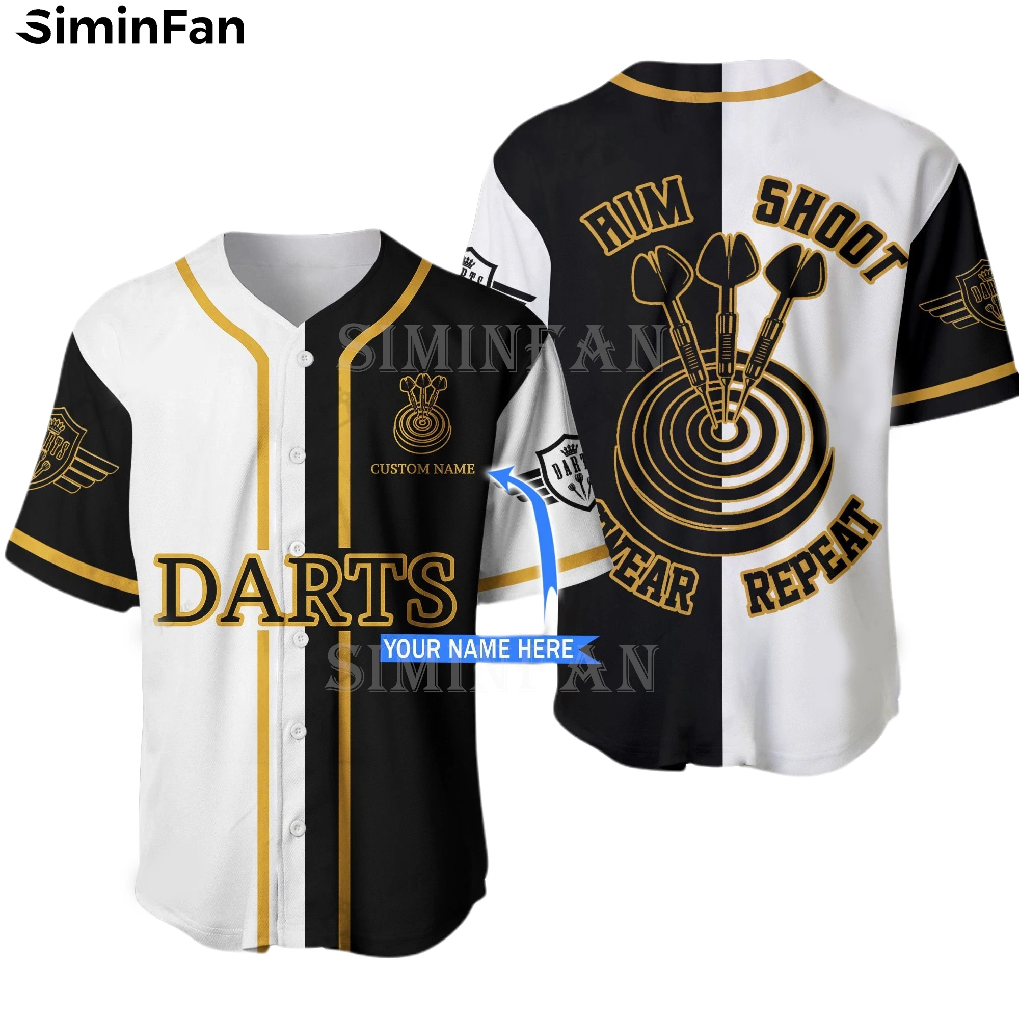 CUSTOM NAME DARTS LOVER 3D Printed Mens Baseball Jersey Shirts Collarless Camisa Summer Beach T-Shirt Women Short Sleeve Top