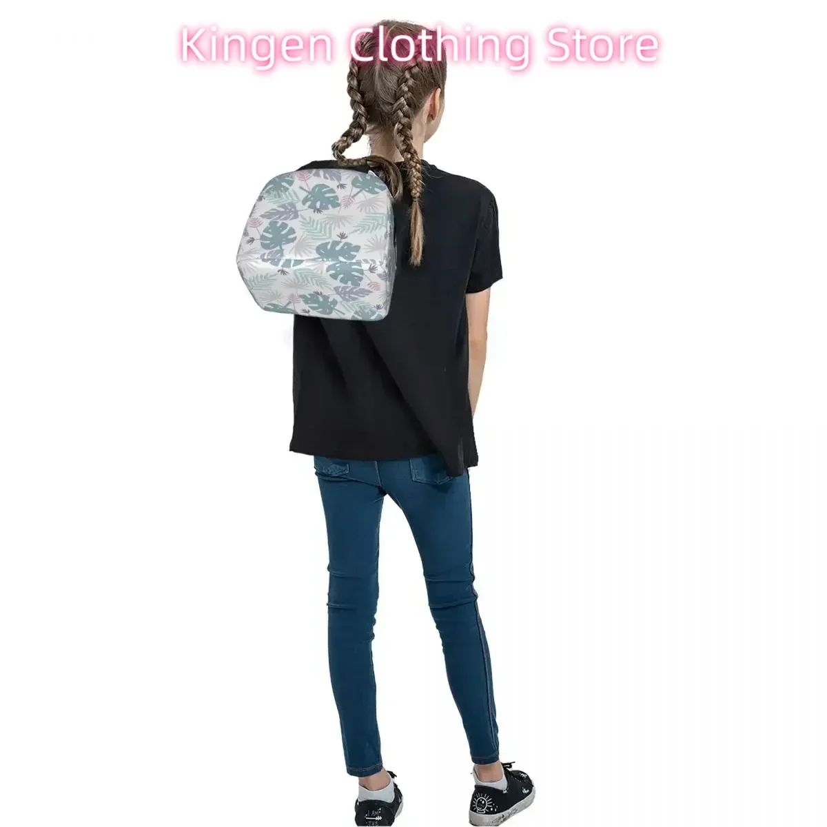 80s Purple Pastel Paradise Tropical Leaves Insulated Lunch Bags Resuable Picnic Bags Lunch Tote for Woman Work Children School