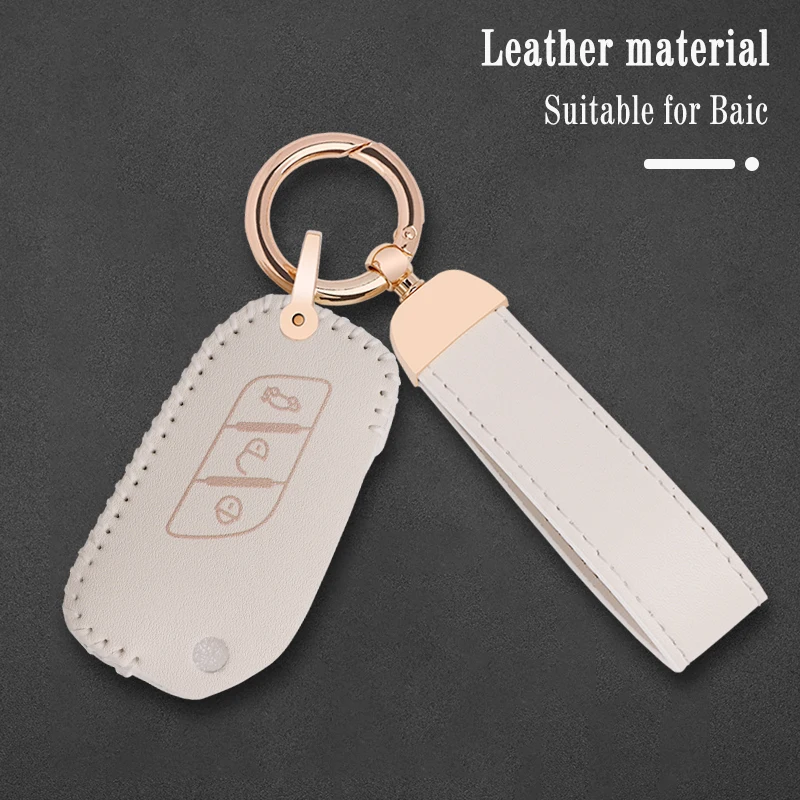 

Car Styling Leather Key Case Cover For Baic Senova X25 X35 X55 X65 D50 For Changhe Q25 Q35 A6 Protector Shell Fob Accessories