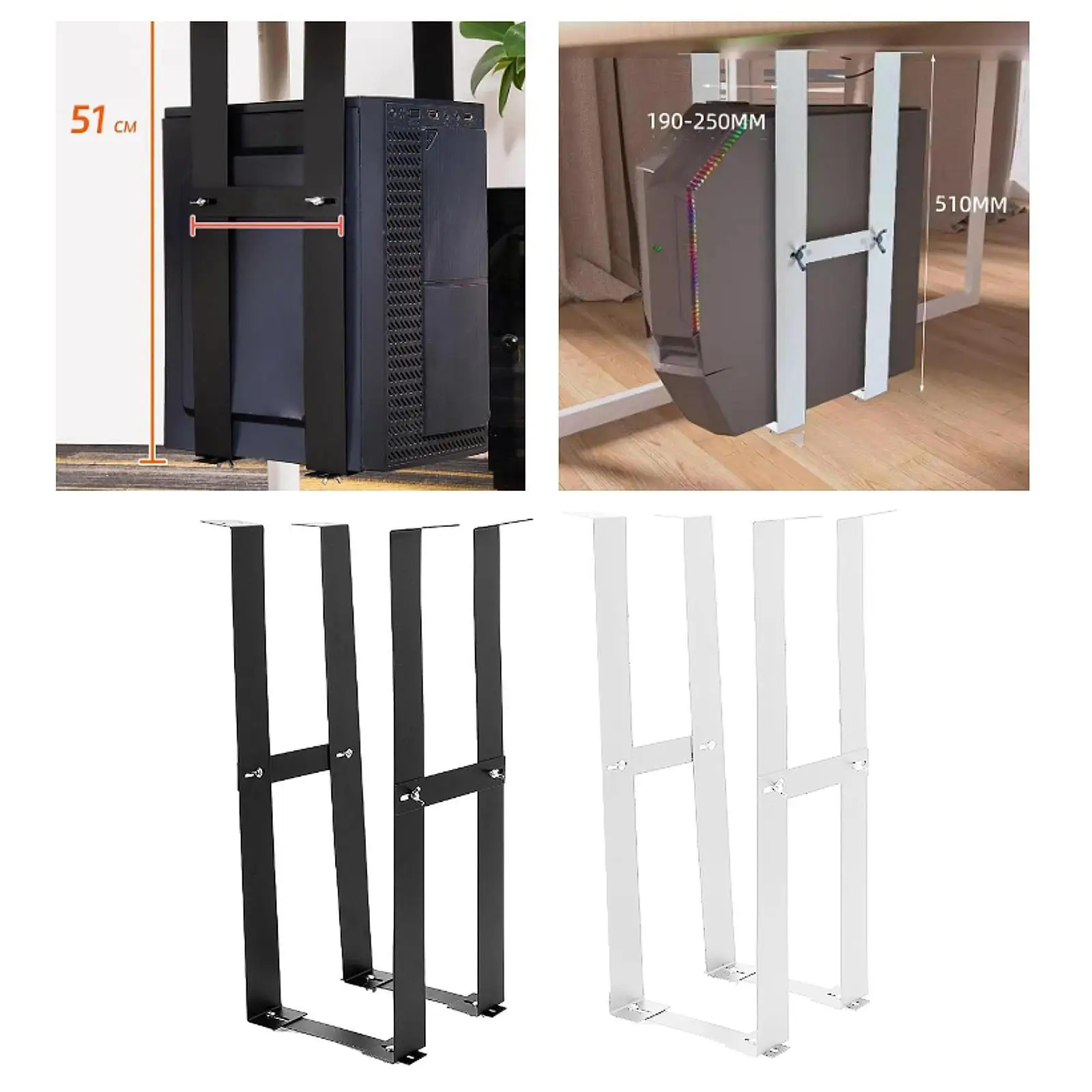 Computer Host Under Desk Mount Bracket Easy Installation Steel Accessories Space Saving Easy Access Adjustable Width CPU Bracket